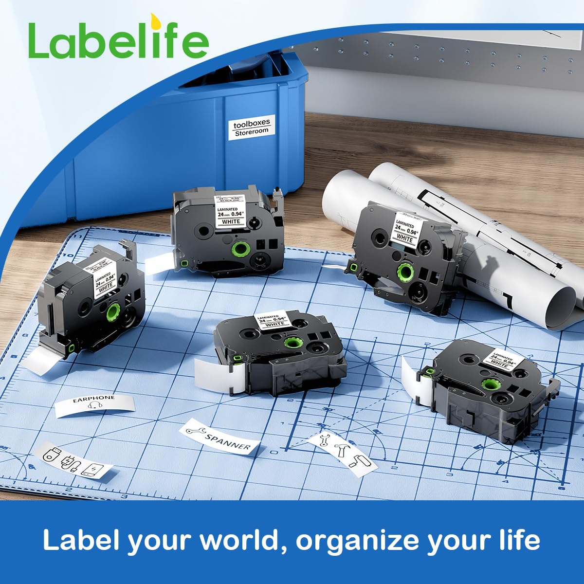 Labelife TZe-251 TZe TZ Tape 24mm 0.94 Compatible with Brother P Touch Label Maker Tape 24mm .94 Laminated White TZe251 TZ-251 1'' for Brother PT-D600 PT-D610BT PT-P710BT P700 P750W, 5-Pack