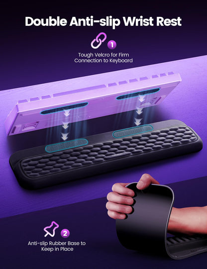 Vaydeer Keyboard Wrist Rest with Stickers, Full Mechanical Keyboard Support Pad, Desk Ergonomic Cushion for Computer Typing Office Work Home Gaming, Soft Memory Foam Arm Palm Hand Pain Relief Gift