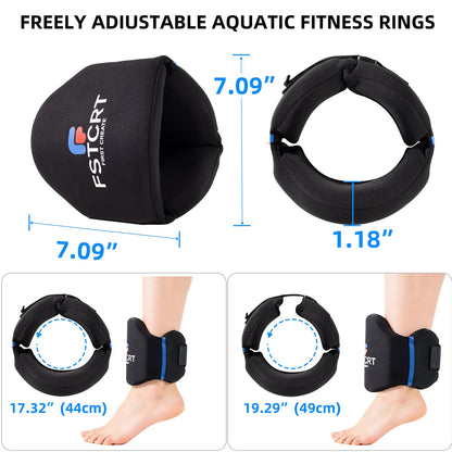 Fstcrt 2 Pcs Foam Aquatic Cuffs Exercise Equipment, Water Aerobics Float Ring with Adjustable Webbing, Pool Exercise Workout Set, Water Ankle Ring for Adults