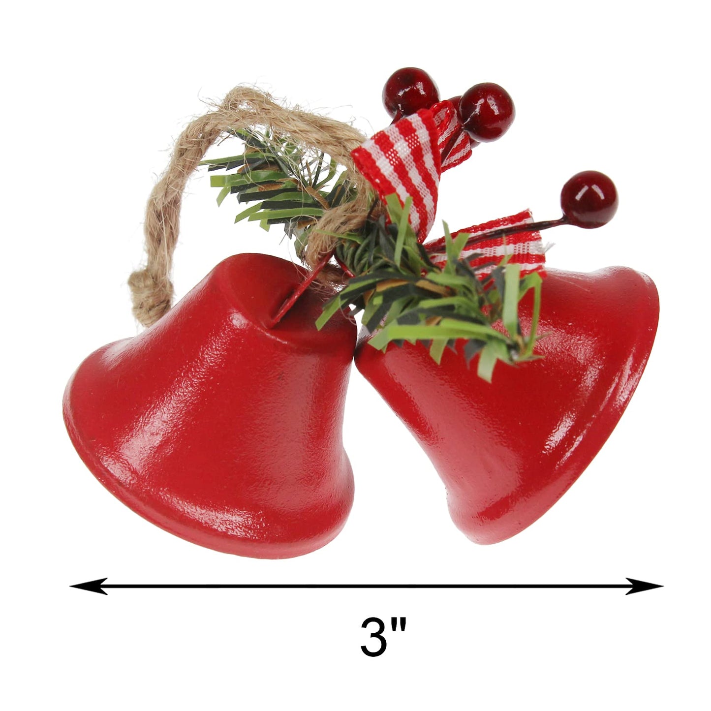 Tinsow 6 Pcs Red Christmas Bells, Tree Hanging Ornament Metal Jingle Bells for Christmas Holiday Decoration (6, Red)