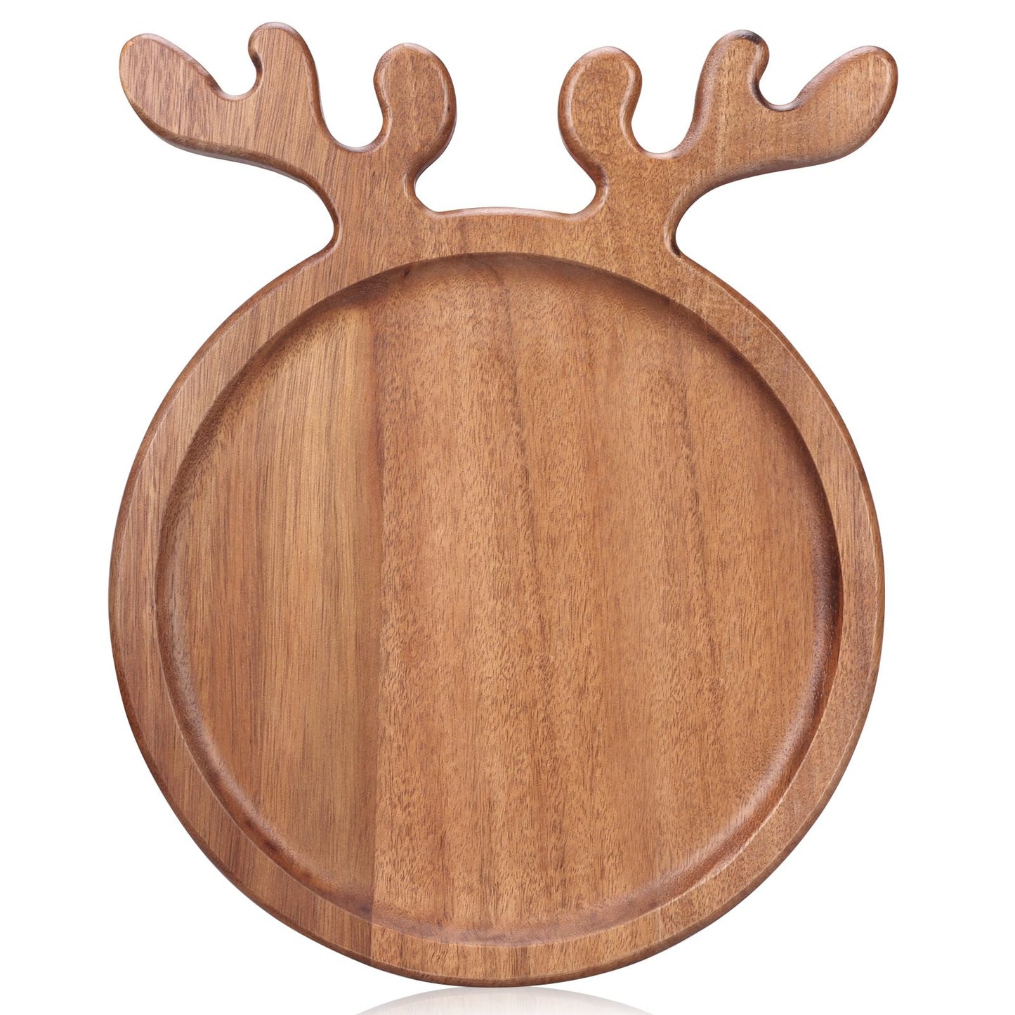 Renawe Decor Christmas Dinner Plate 12"x10" Wooden Cheese Charcuterie Board Xmas Cookies Platter Wood Salad Charger Plates for Christmas Holiday Festive Serving Dish Decorative Round Dessert Trays