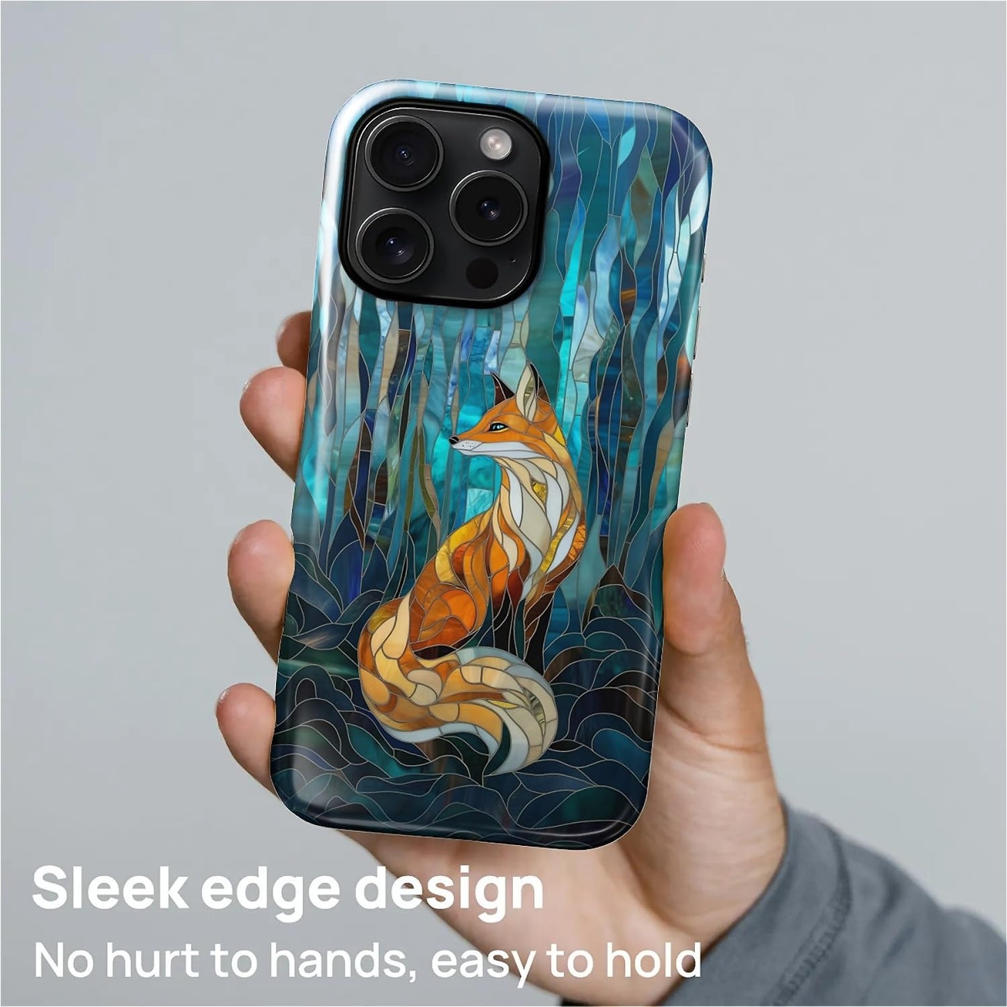 SKAMIX Magnetic Phone Case for iPhone 15 Pro Max,Compatible with MagSafe,Durable 2 Layers Full Covered Shockproof Protective Cover-Glassy Forest Fox