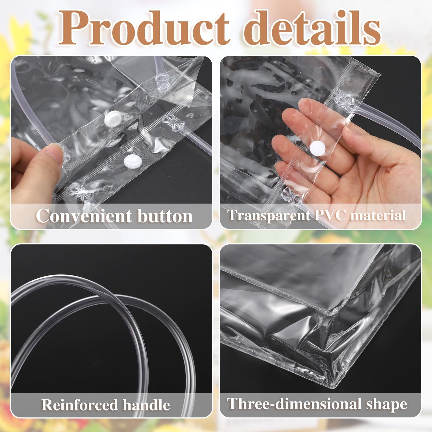 BESARME 60 Pack Clear Gift Bags with Handle, 6.3" x 5.9" x 2.8" Clear Bag Bulk Small Reusable Plastic Bag Gift Wrap Tote Bags for Graduation Wedding Baby Shower Birthday Party Favors