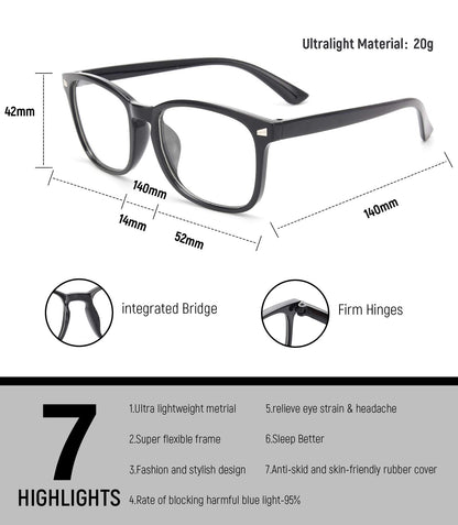 MIGSIR Blue Light Blocking Glasses for Computer Gaming, Fashion Fake Anti Eye Strain Eyeglasses for Women Men