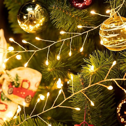 Plug in Firecracker Lights 10FT Warm White Copper Wire Indoor Cluster Fairy Lights with Remote Timer for Bedroom, Living Room, Tree, Garden, Porch, Patio, Backyard, Christmas Tree