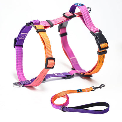 Roses&Poetry Dog Harness with Leash, No Pull Adjustable Harness Leash, Reflective Dog Halter Harnesses Comfort Padded Handle, Pet Walking Harness for Medium Dogs（Mistyrose-M）