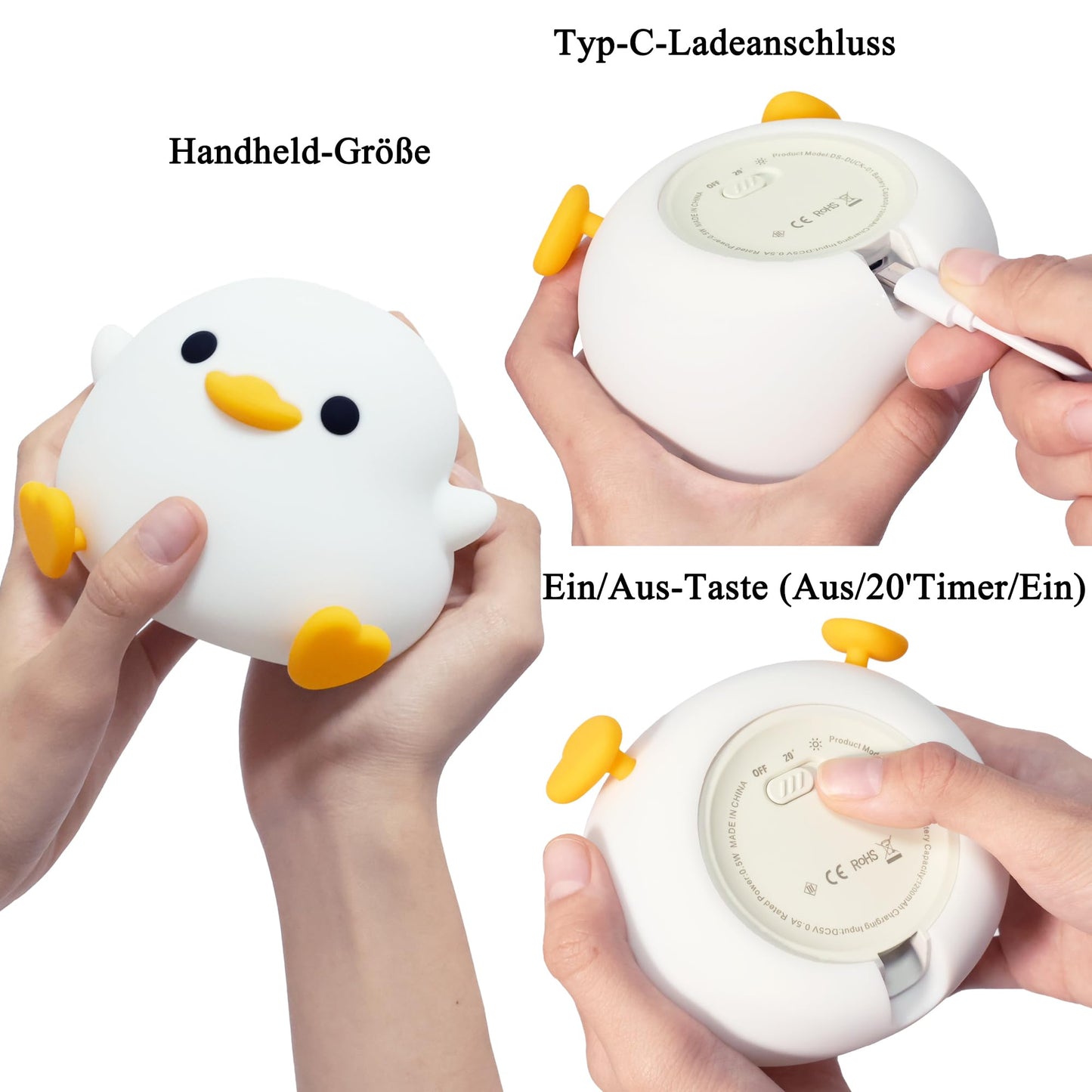 OkiyiD Duck Night Light, Cute Duck Gift for People, Dormitory Decorative Light, ABS+SIL, Touch Control, Portable Rechargeable Dimmable, Best Choice for Gift Giving (DoDo Duck)