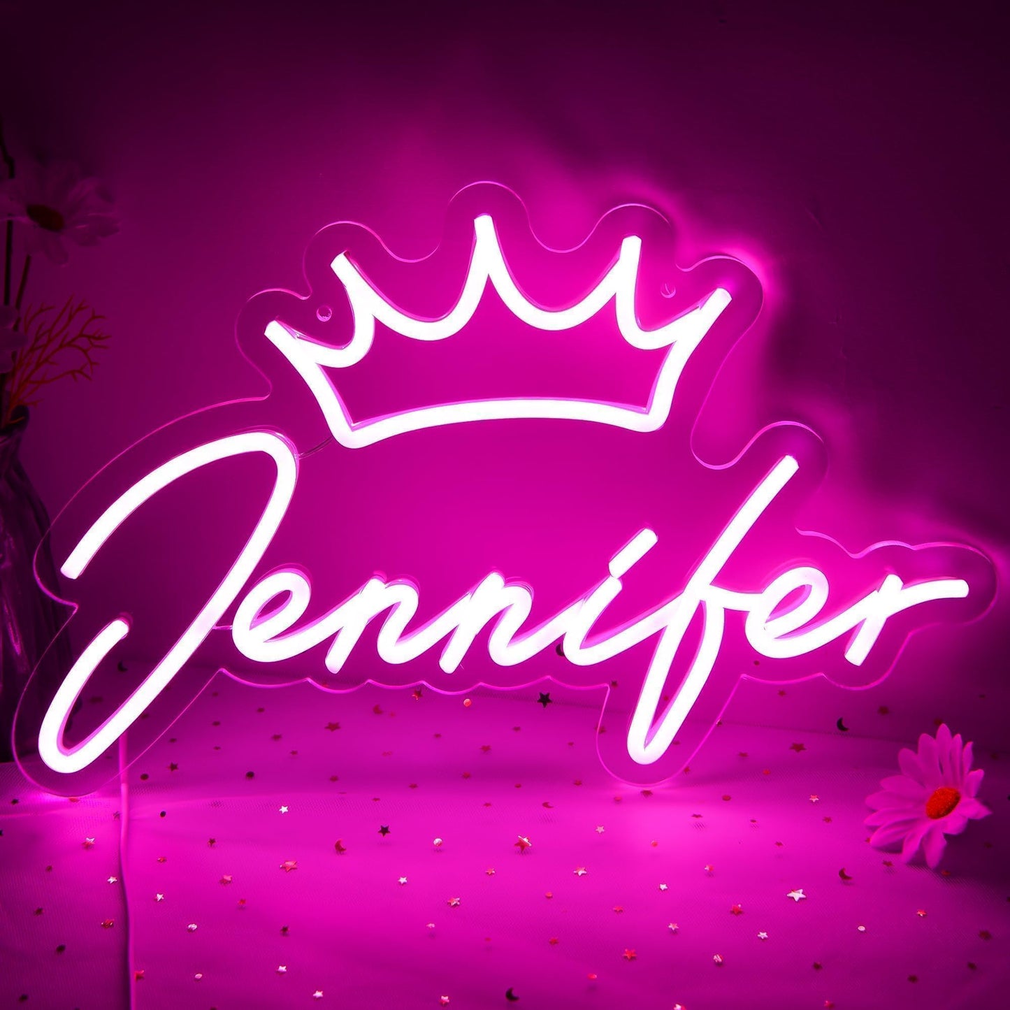 ATTNEON Jennifer Name Neon Sign,LED Jennifer Name Neon Light for Kids Bedroom,Birthday Party Jennifer Decoration,Neon Sign Customizable for Girl,Birthday Name Deocr,Size 16.1 * 10 inch(JTD046)