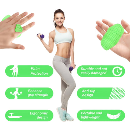 Anti-Slip Workout Grips, Rubber Gym Palm Protectors for Weight Lifting, Pull-Ups, Dumbbell, Fitness Training and Exercise, No Sweaty Hands, Ergonomic Hand Protection Gloves for Men & Women (ZS-Green)
