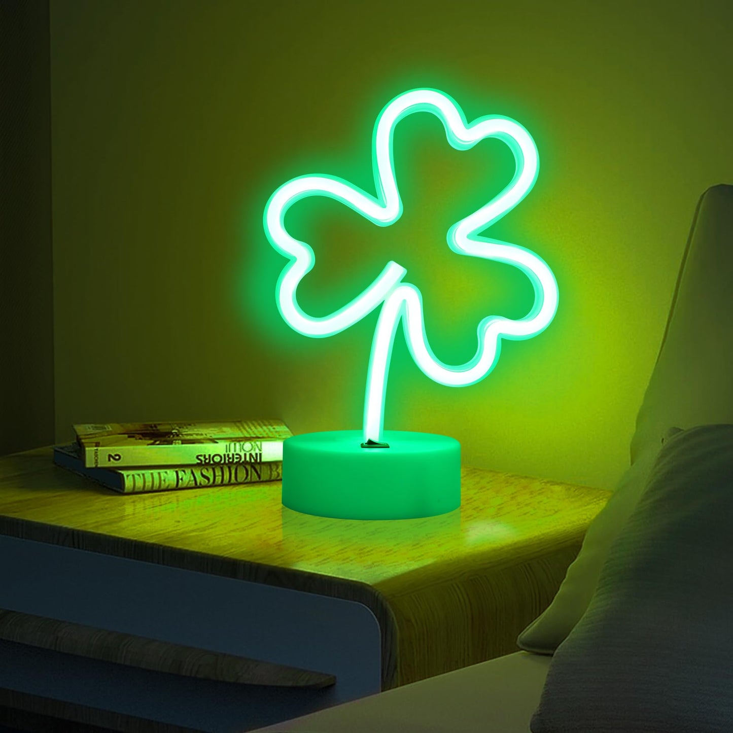 Clover Neon Signs Lights - Green Neon Signs Lights USB/Battery Powered Led Lucky Desktop Decor for Wedding Birthday Party Bedroom Shop Bar Christmas Gift Shop St Patricks Day Decor