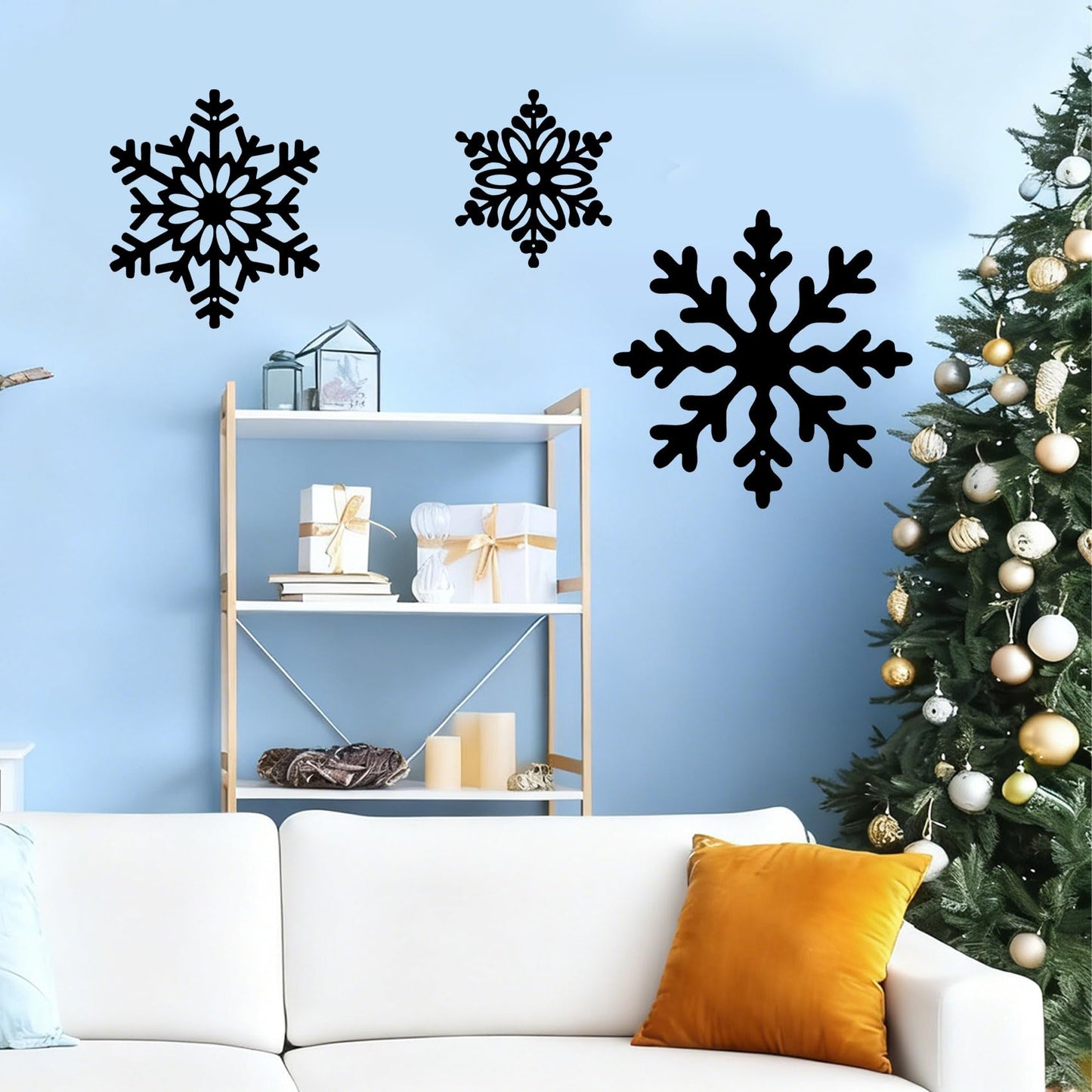 Large Snowflakes Metal Wall Art Decor, 3 Piece Set