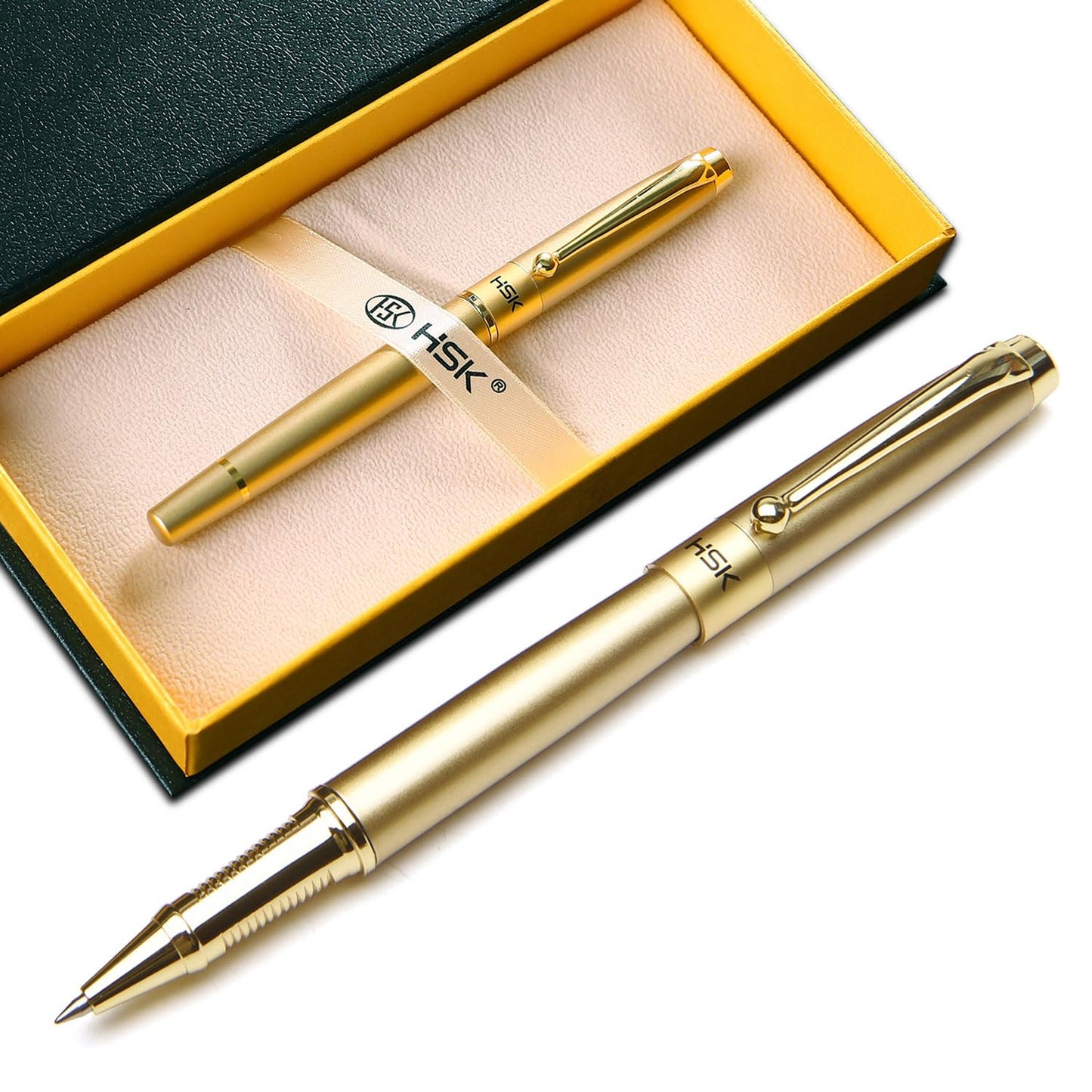 HSK Ballpoint Pens Luxury gift Pen Black Refill Line width 0.5mm,Best Ball Pen Gift Set for Men & Women Professional Executive,Office,Nice Pens Classy Gift Box (Gold)