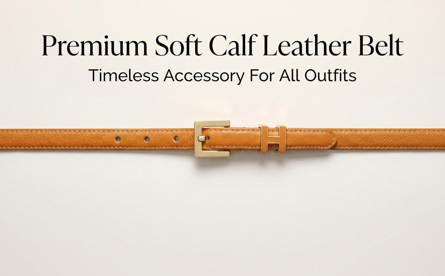 Yuangu Women Skinny Leather Belt Thin Waist Jeans Belt for Dress in Pin Buckle Belt (Orange, 105CM/Fit Waist Size 24-33 Inches)