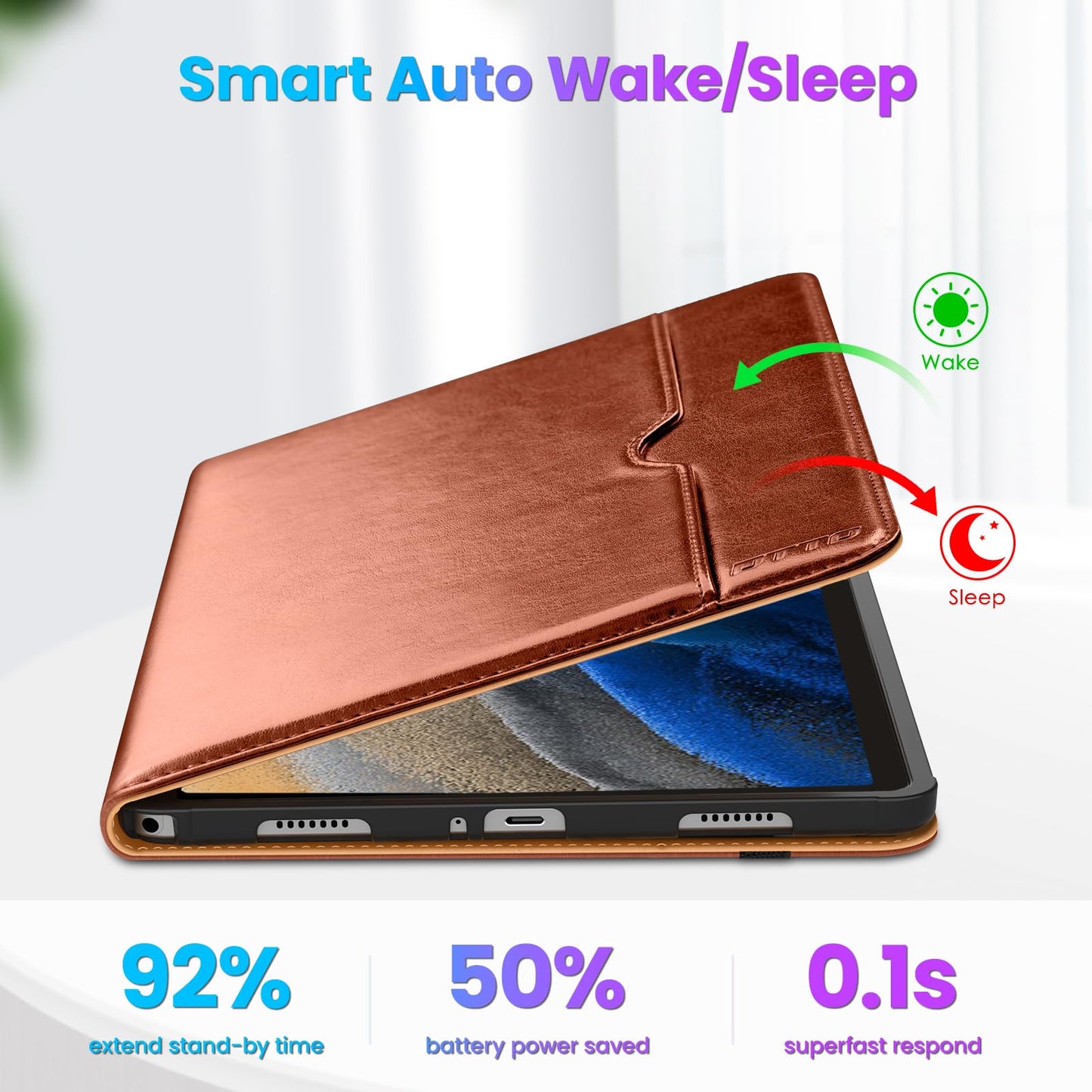 DTTO for Samsung Galaxy Tab A9 Plus 11 inch Case 2023, Premium Leather Business Folio Stand Cover with Hand Strap for Galaxy Tab A9+ 11’’ 2023 Model (SM-X210/X216/X218) - Auto Wake/Sleep, Brown