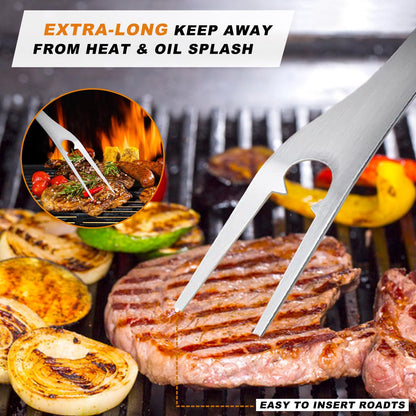 POLIGO 5PCS BBQ Grill Accessories for Outdoor Grill Set Stainless Steel Camping BBQ Tools Grilling Tools Set for Christmas Dads Birthday Presents, Grill Utensils Set Ideal Grilling Gifts for Men Dad