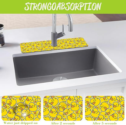 Sink Splash Guard Faucet Mat Rubber Ducky Absorbent Fast Drying Mat Sink