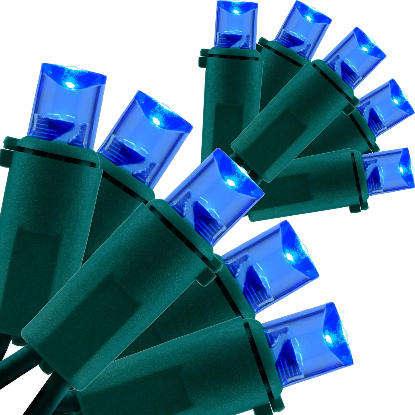 YULETIME 200 Blue Christmas String Lights, 2-Set 25 ft 100 Wide Angle LED