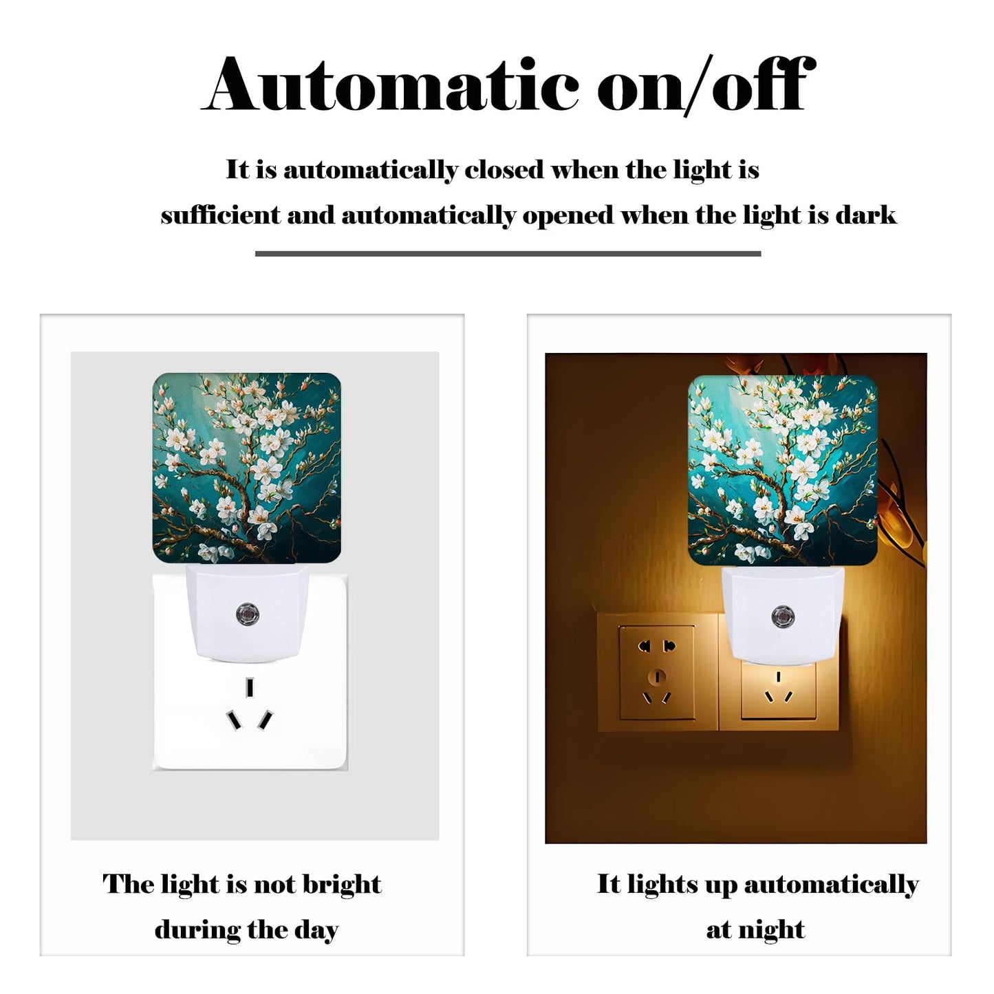 FSHVQKD Blossoming Almond Tree Night Light,Plug-in Nightlights Auto Sensor Night Lamp Dusk to Dawn Lamp Home Decor for Nursery Children Girls Boys