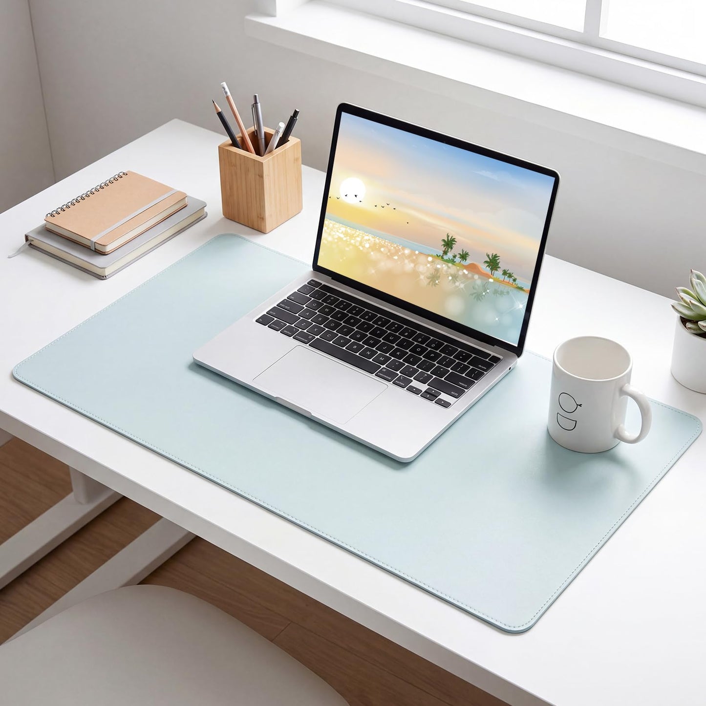 Tellegloww 6 Pack Non-Slip Leather Desk Pad Protector, 23.6"x 13.8" Office Desk Mat for Keyboard and Mouse, Waterproof PU Laptop Blotte Writing Pad with Suede Back for Home School Office, 6 Colors