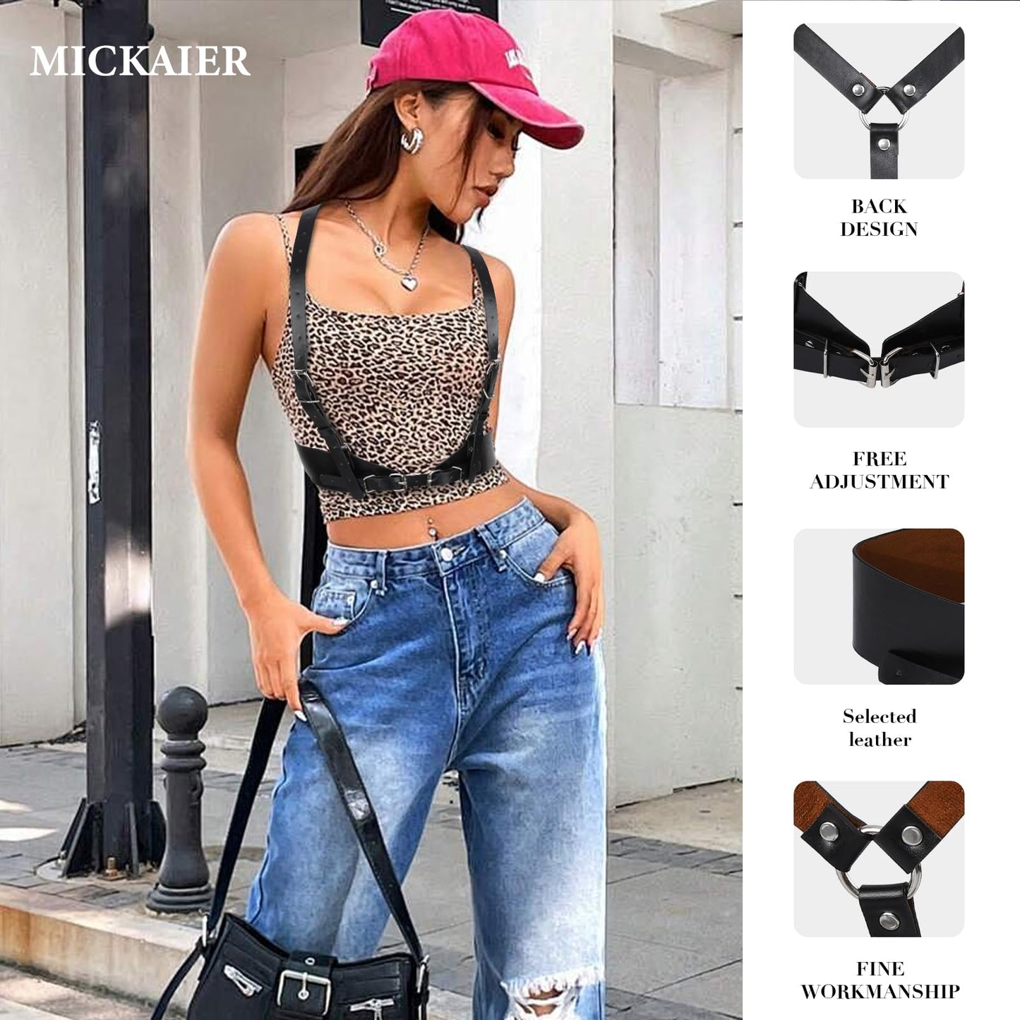 MICKAIER Punk Women's Belt, Fashion Women's Waistband Outerwear Outerwear Black Corset Belt, Adjustable (Fit for Waist Size 28''-33'')