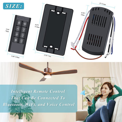 Smart WiFi Ceiling Fan Remote Control Kit, Universal 3 Speed Ceiling Fan Control with Dimmer, Compatible with Alexa, Google Assistant and Smart Life App, Remote Control Timing