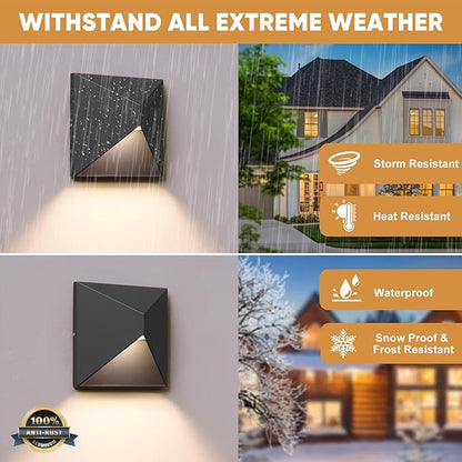 QQCherry Outdoor Light Fixture Wall Mount, 8W LED Exterior Lighting fixtures for Outside, Modern Front Porch Lights, Waterproof Black Wall Sconce for House, Patio, Garage, Doorway, Entryway