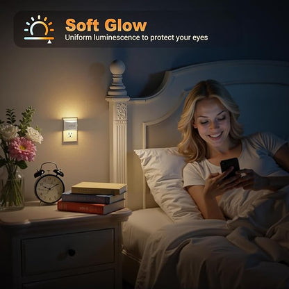 JandCase Motion Sensor Night Light, Night Lights Plug into Wall, Dusk to Dawn Sensor Nightlight with Motion Activated, 30/60/100lm Brightness Dimmable, 3000K Warm White, for Kids Bedroom Hallway