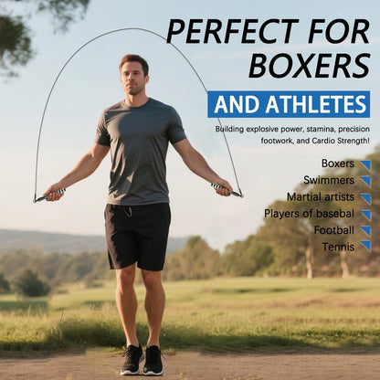 MOGOLD DIY Adjustable Weight Jump Rope (0.4LB /1/2LB/0.7LB /0.8LB) Interchangeable 2mm & 5mm Cable for CrossFit, Double Unders, HIIT Workouts - Fast Clamp System, 10ft Adjustable