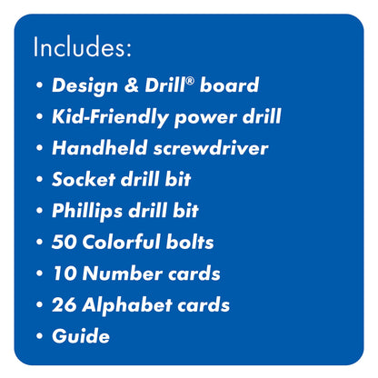 Educational Insights Design & Drill ABCs & 123s - Construction Toys & Toddler Tools, Kids Tool Set with Real Electric Drill Toy, Preschool Learning Activities, Building Kits and Gifts for Ages 3+
