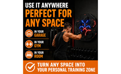 Music Boxing Machine for Adults, Bluetooth Wall Mounted Punching Machine, Interactive Boxing Trainer with LED Targets, Pro Boxing Gloves & Reflex Ball Headband, Home Gym Cardio Workout Training