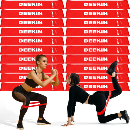 Deekin 20 Pcs Resistance Bands Resistance Loop Exercise Bands Exercise Equipment Elastic Drap Ring for Women and Men Home Fitness, Gym, Yoga(35-40 Lbs,Red)