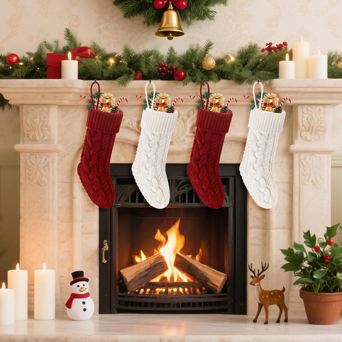 Doitory Christmas Stockings 18" Knitted Stocking Christmas Decorations