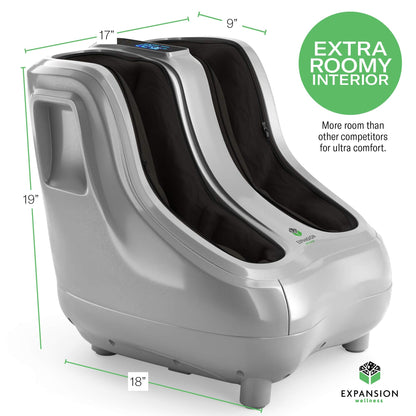 KoolerThings Shiatsu Heated Foot and Cal Massager Machine to Relieve Sore Feet, Ankles, Calfs and Legs, Deep Kneading Therapy, Relaxation Vibration and Rolling & Stimulates Blood Circulation