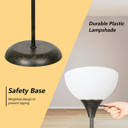 Floor Lamp, Standing Lamp for Bedroom, Drop-Resistant White Lampshade, Rotary Switch, Industrial Metal Floor Lamp for Living Room Bedroom Study Office Kid’s Room
