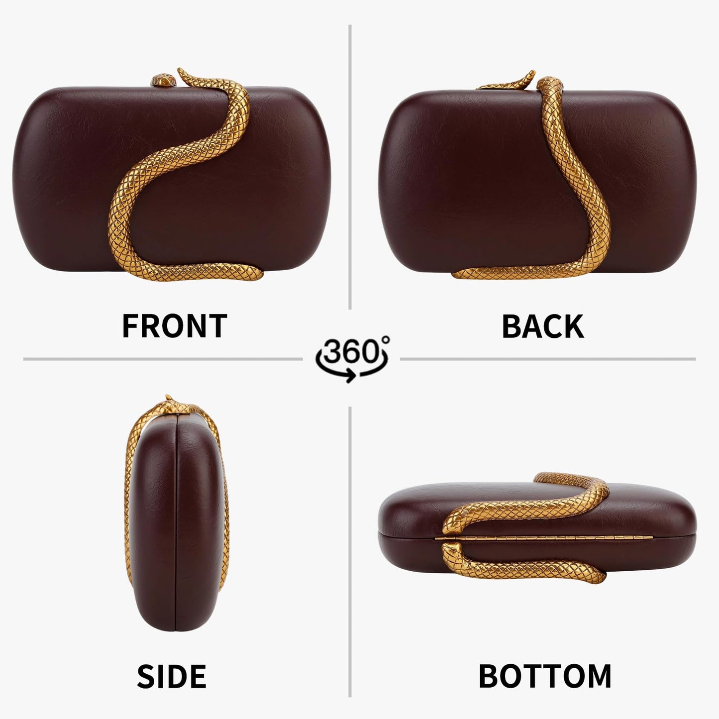 Evening Clutch Purse for Women Small Handbag PU Leather Clutch Handbag Shoulder Bag for Wedding Formal Party (Burgundy)