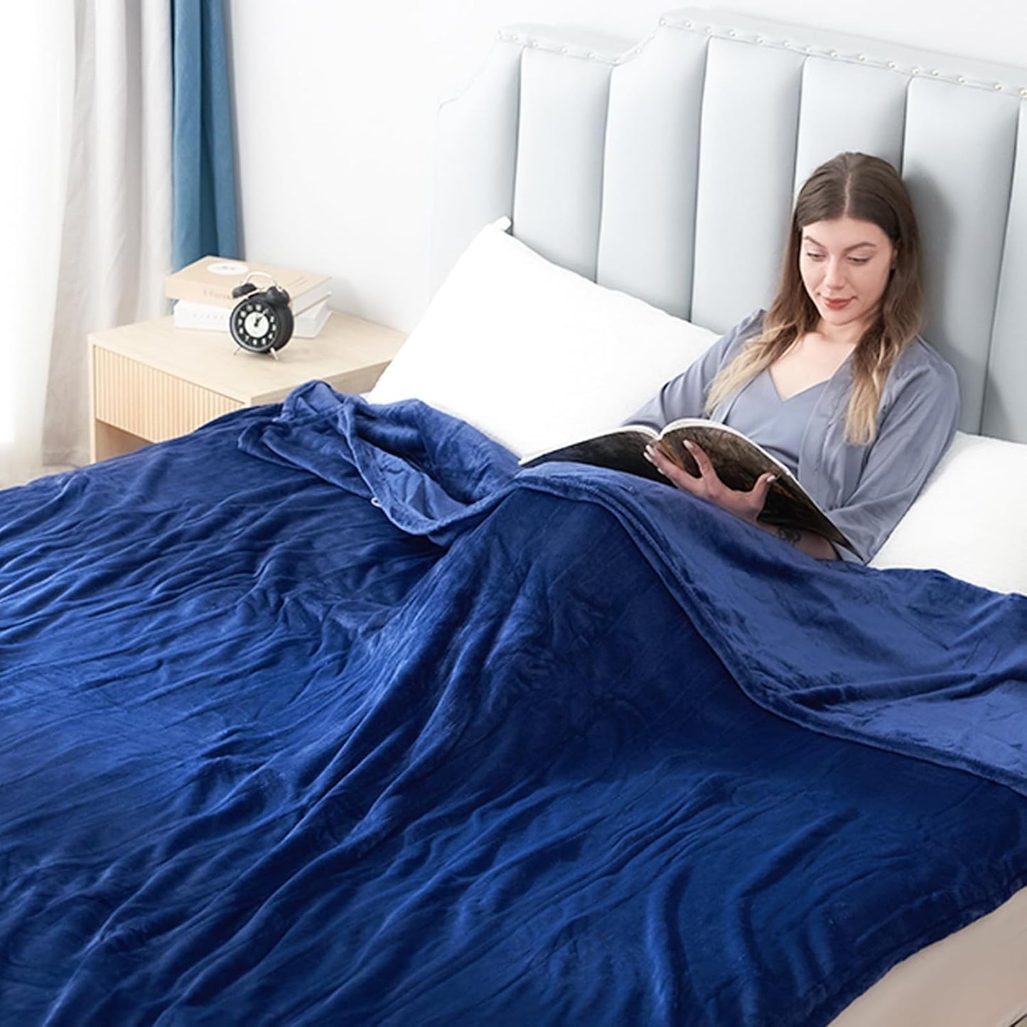 Electric Heated Blanket Full Size 72"x84", Cozy Large Oversized, 5 Heating Levels & 10 Hours Auto Off, Cozy for Bed, Sofa, & Office, Machine Washable, Purple