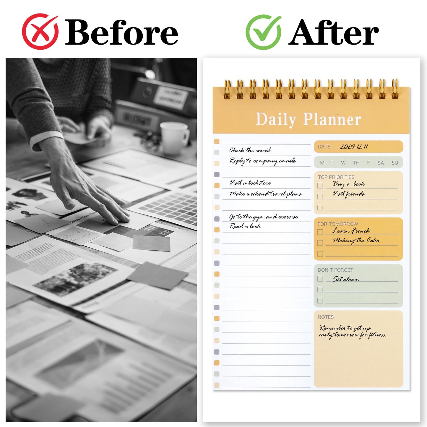 LABUK 10 Pack Daily To Do List Notebook 5" x 8" Daily Planner 30 Sheets Spiral to Do List Notebook for Classroom Office Plan Work Schedule Checklist