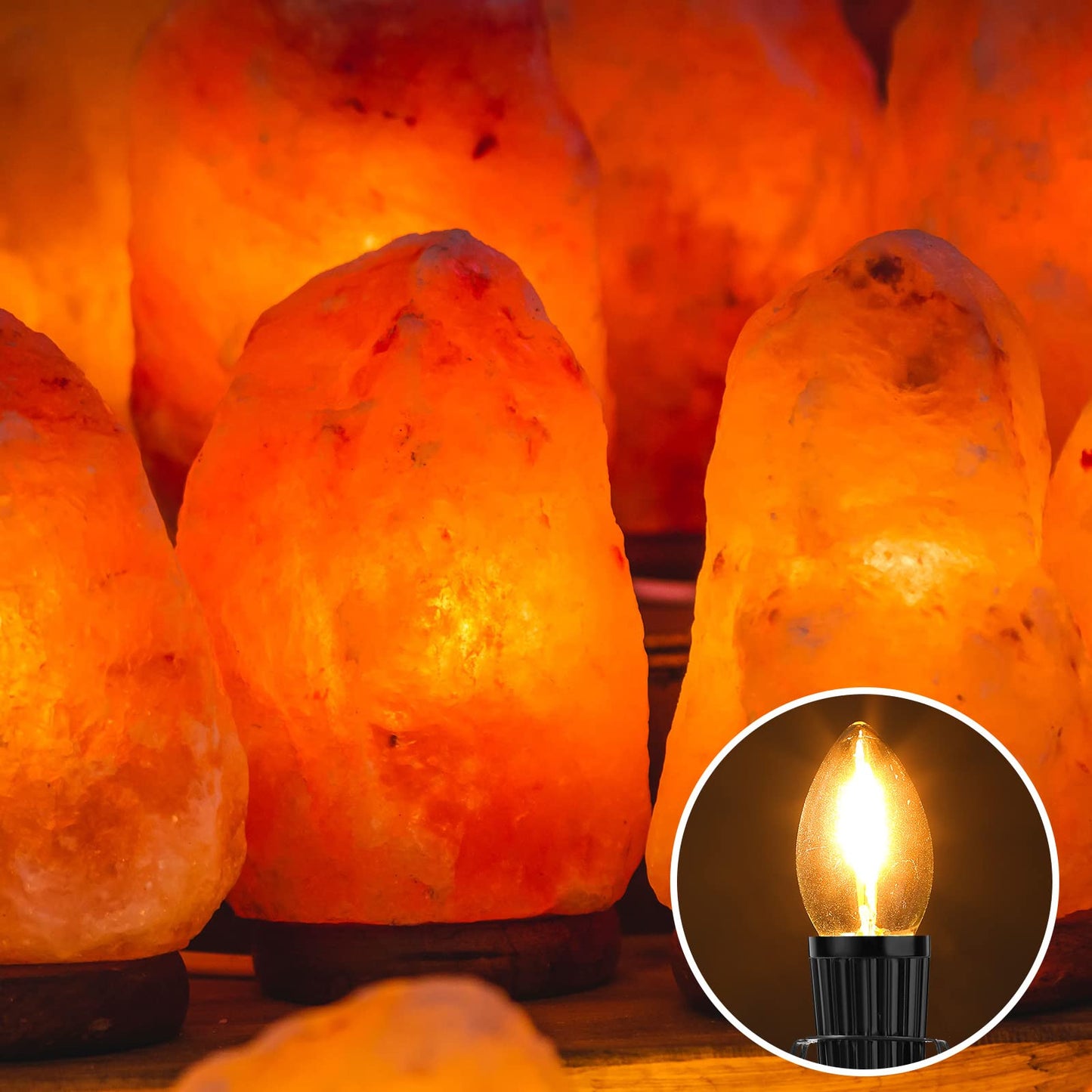 Macarrie 6 Pcs Single Salt Lamp Cord Replacement for Christmas Village E12 Corded Light Bulb Socket with Metal Clip Switch Plugs for Christmas Village House Accessories Crystal Salt Lamps 6 ft (6)
