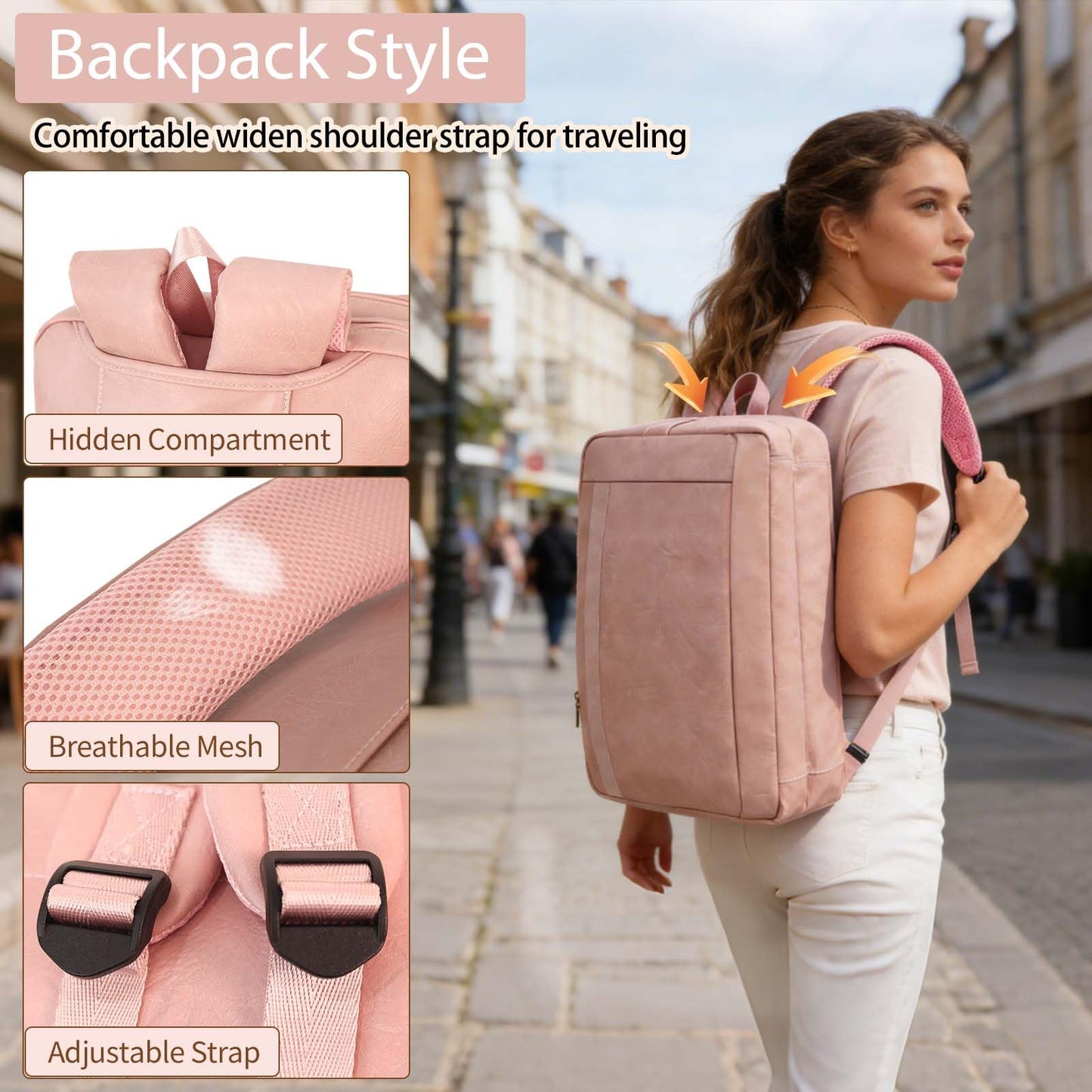 Stuery Faux Leather Messenger Bag for Men 17-17.3 Inch: Laptop Bag Briefcase Computer Handbags Shoulder Crossbody Bag with Padded Laptop Sleeve for Work College Travel, PU Pink