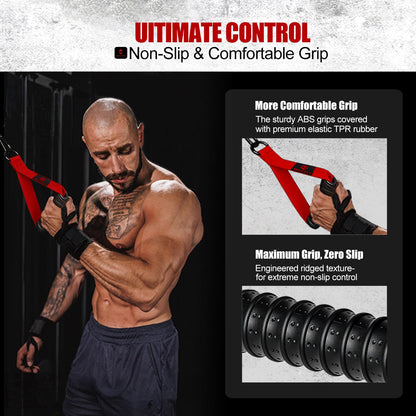 Obbilenc Heavy Duty Gym Workout Handles - Strong, Non-Slip & Comfortable Rubber Exercise Grip Attachments, Replacement Fitness Equipment Accessorys for Cable Machine, LAT Pulldown and Resistance Band