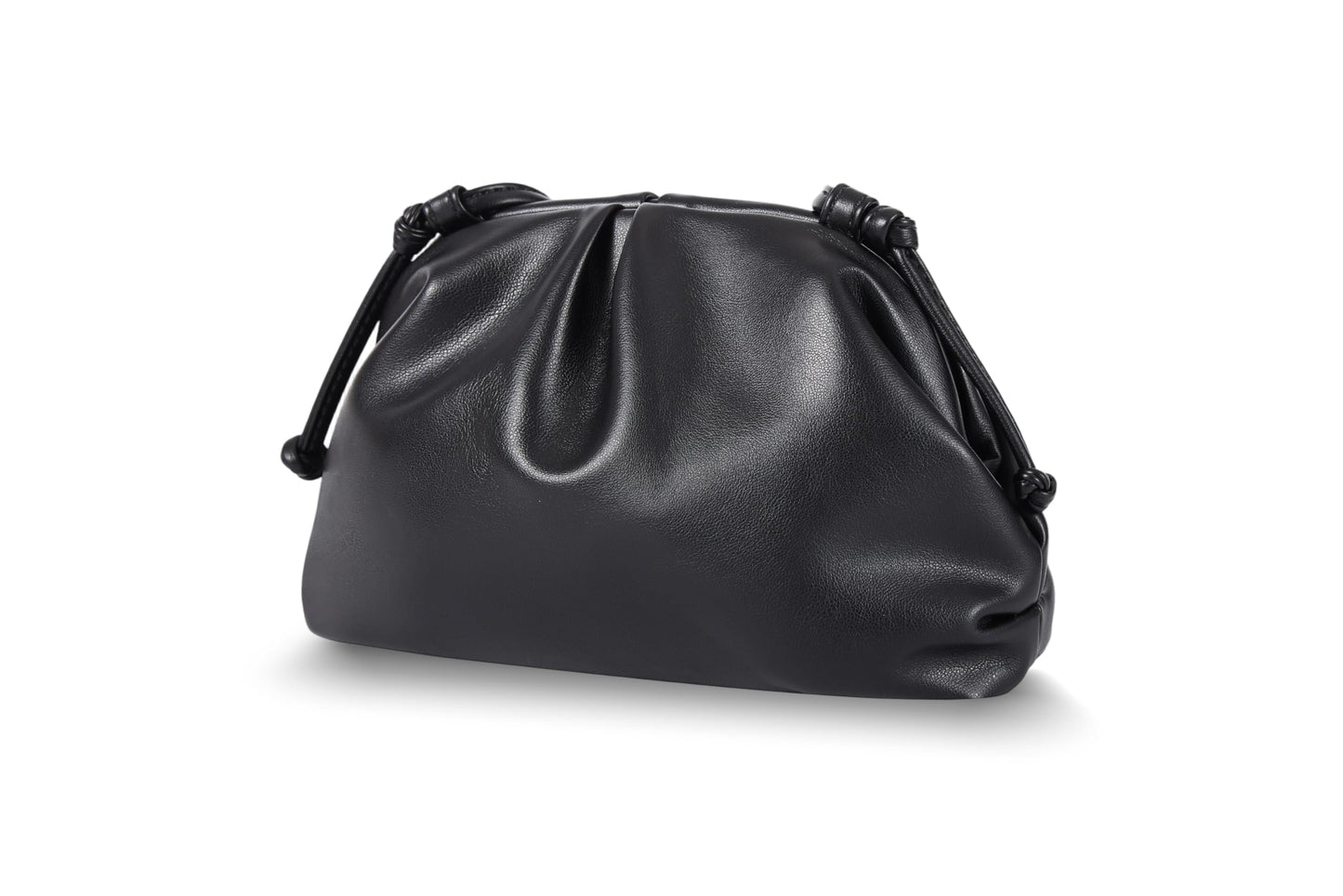 BRYCTSISEN Elegant Vegan Leather Clutch Bag for Women Dressy Pleated Cloud Dumpling Purse Super Soft PU Evening Handbag (Black, Small)