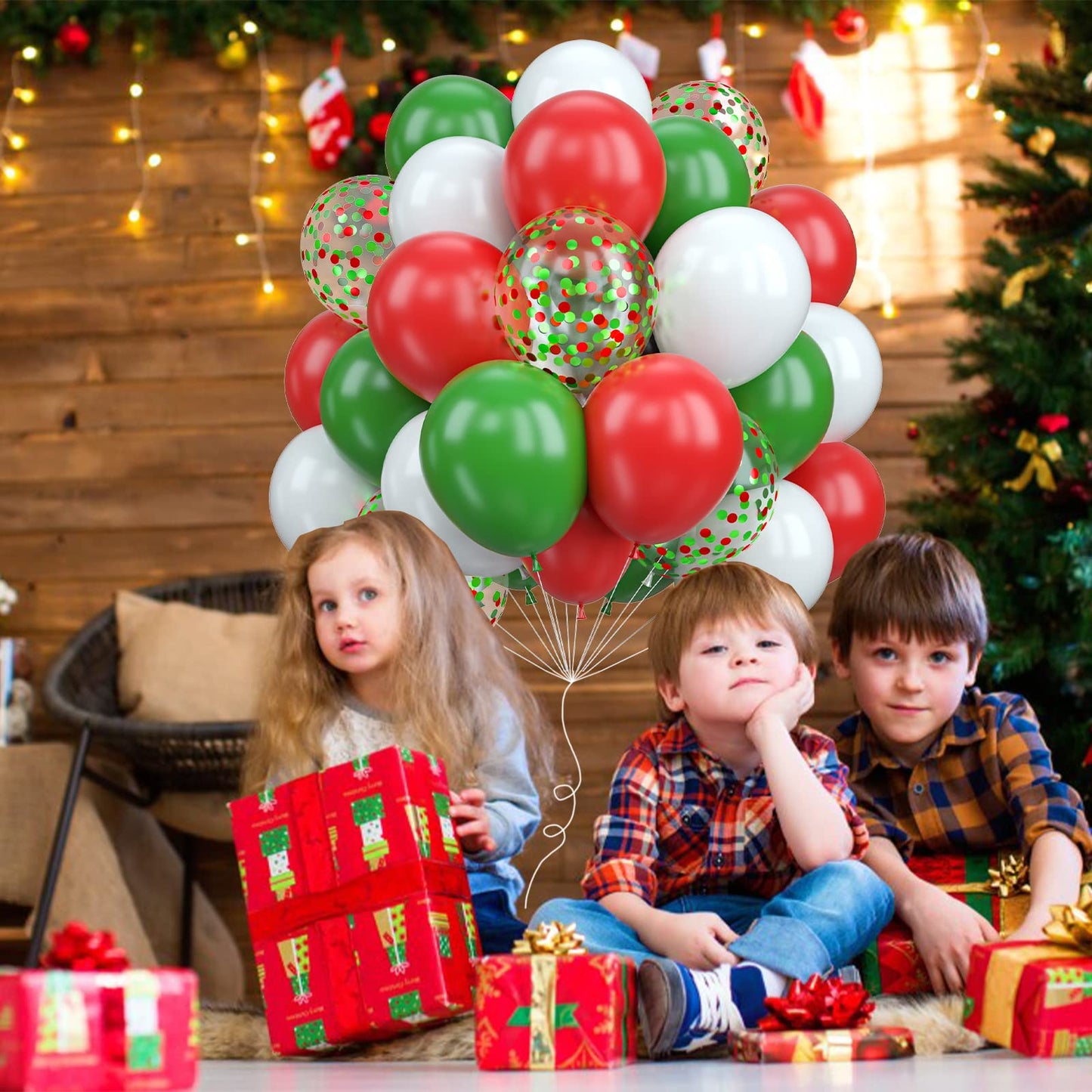 Christmas Balloons 50pcs Red Green White Latex Balloon for Party with Red Green Confetti Balloons Dark Green Matte White Christmas Party Decorations New Year Holiday Xmas Supplies