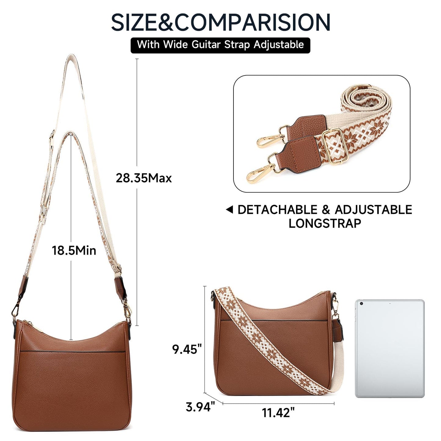 FALAN MULE Leather Crossbody Bags for Women Trendy Hobo Purses Shoulder Handbags (A-Brown)