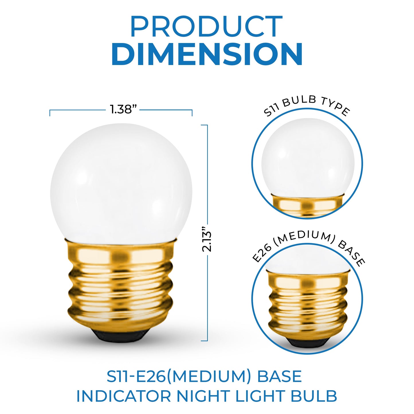 OHBULBS S11 Indicator Incandescent Ceramic White Night Bulb with E26 Base, 7.5W White Light with 40 Lumen Brightness, Perfect for Home Decor, Pack of 20