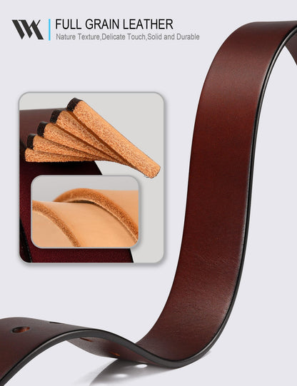 WOLFANT 1.5" Top Full Grain Leather Belt for Men in Gift Box,100% Italian Real Solid Leather