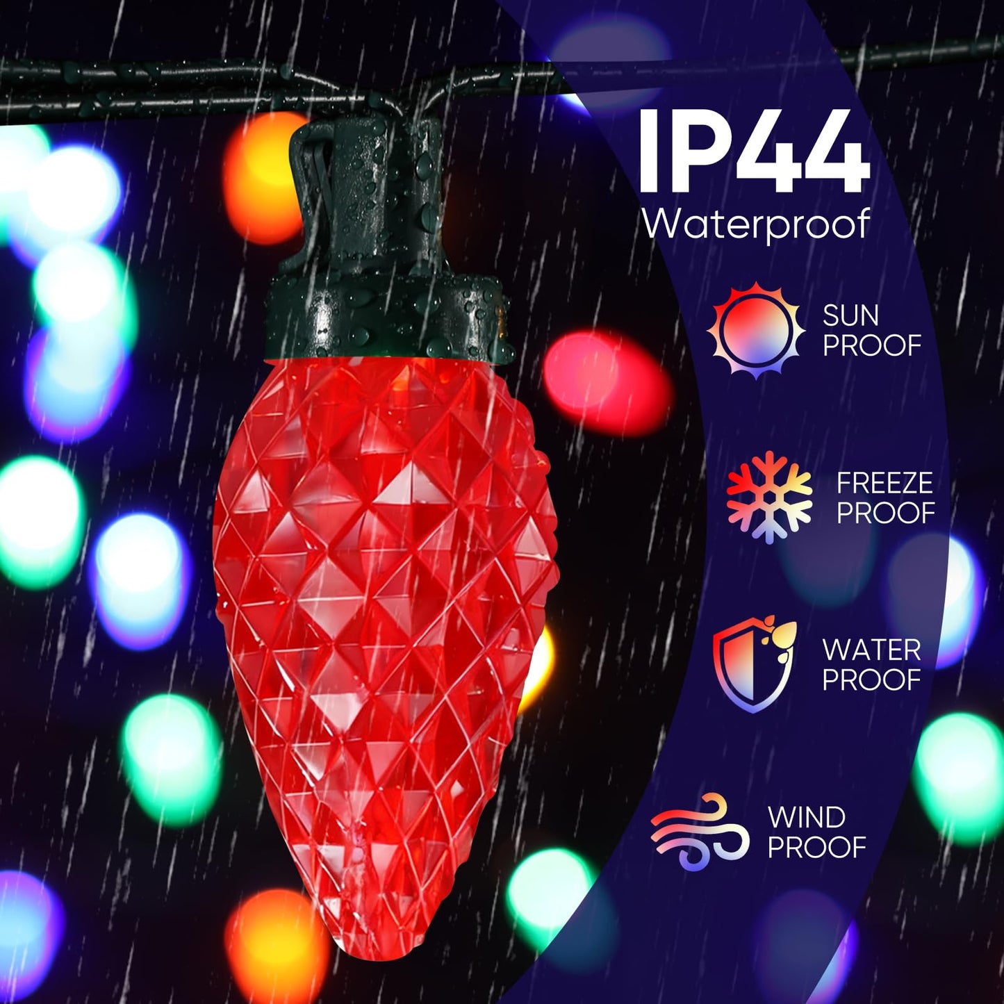 SUPHONOR C9 Christmas String Lights, Waterproof 33 FT 50 LED Battery Operated Lights String & Timer, C9 led Christmas Lights for Indoor Outdoor Home Yard Xmas Tree House Decorations