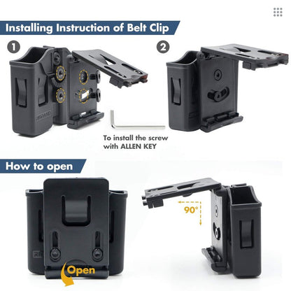RioRand Magazine Pouch Double Magazine Holster Universal 9mm .40 Caliber Stack with 1.5-2 Inches Belt Clip Compatible with Most Pistol Clips