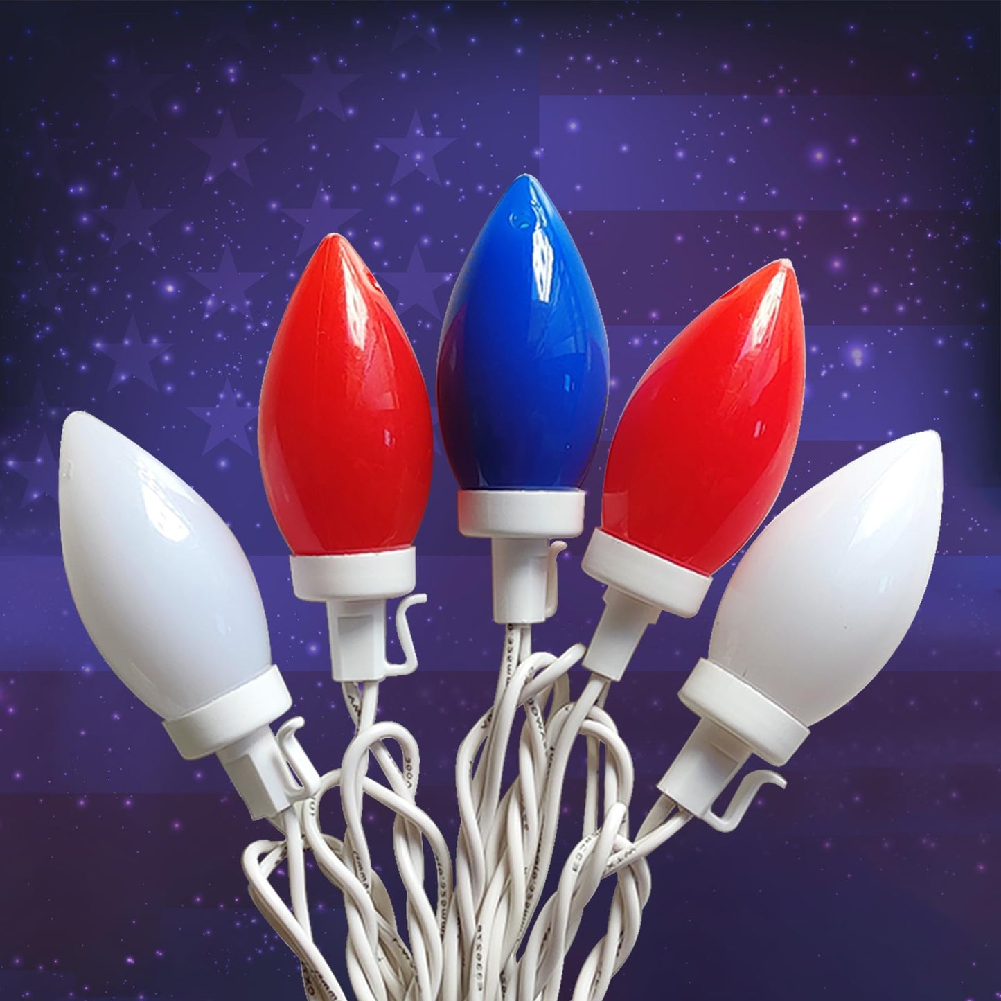 Fonusty Red White and Blue Lights 25Ft 4th of July Decorations Light with 25 LED Christmas Light, Plug-in Patriotic String Lights for Fourth July Christmas Home Presidents Day Memorial Day Decor