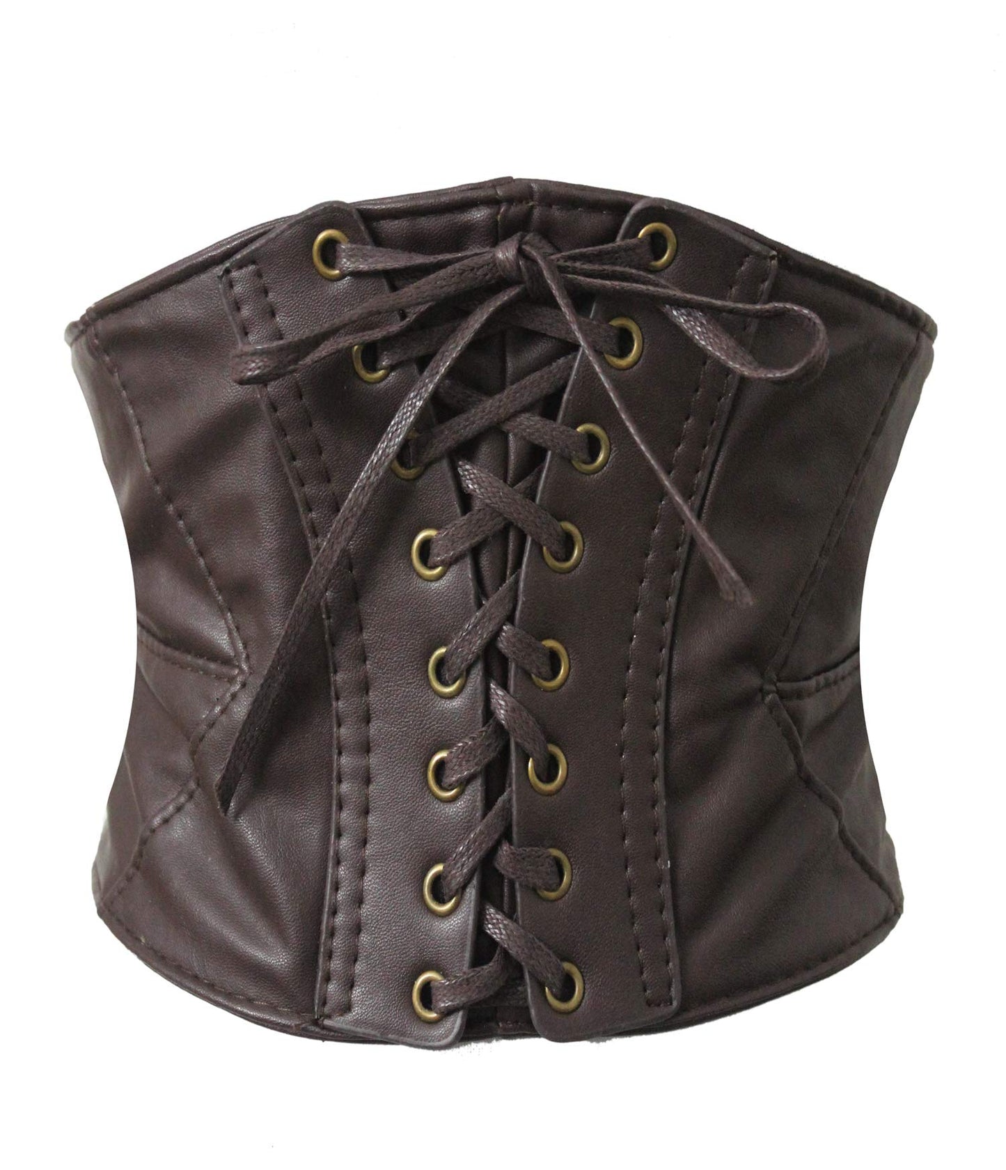 Alivila.Y Fashion Women's Faux Leather Underbust Waist Belt Corset A14-Dark Brown-M
