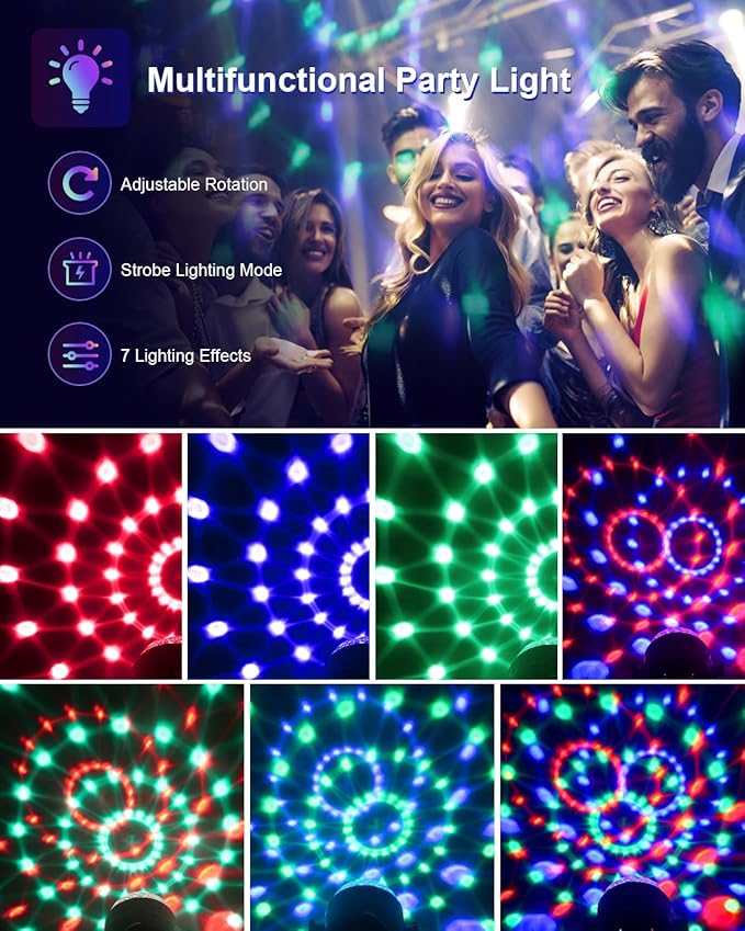 Luditek 3-Pack Sound Activated Party Lights with Remote Control Dj Lighting, Disco Ball Light, Strobe Light Stage Lamp for Home Room Dance Prom Party Decorations Supplies